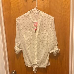 Candie's Cream Blouse with Black Dots